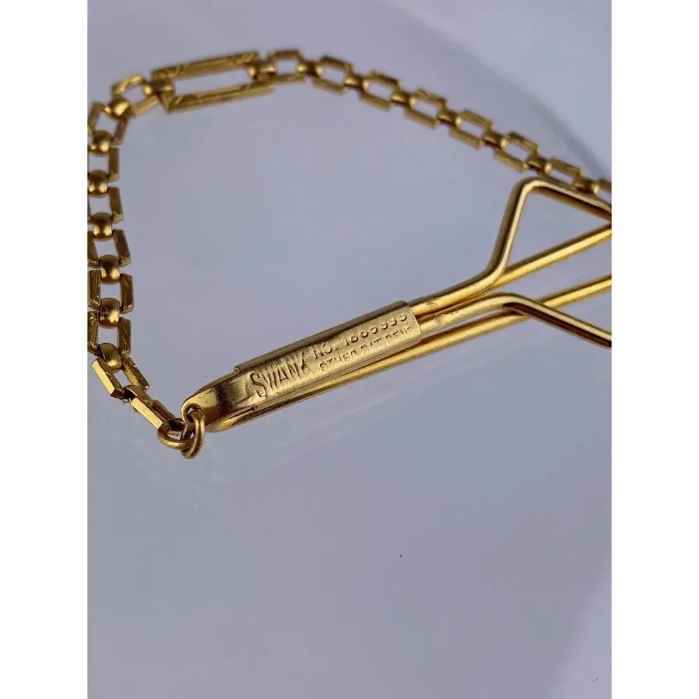 Decorative Cable Chain 12k Gold Plated Tie Clip Bar Art Deco Swank Vintage O1